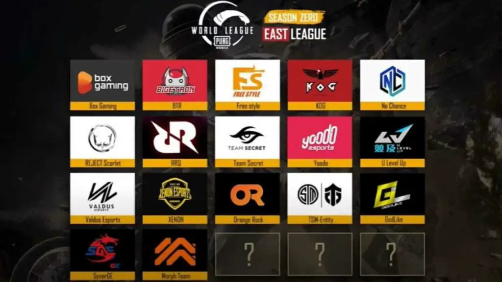 pubg mobile world league east season zero qualified teams