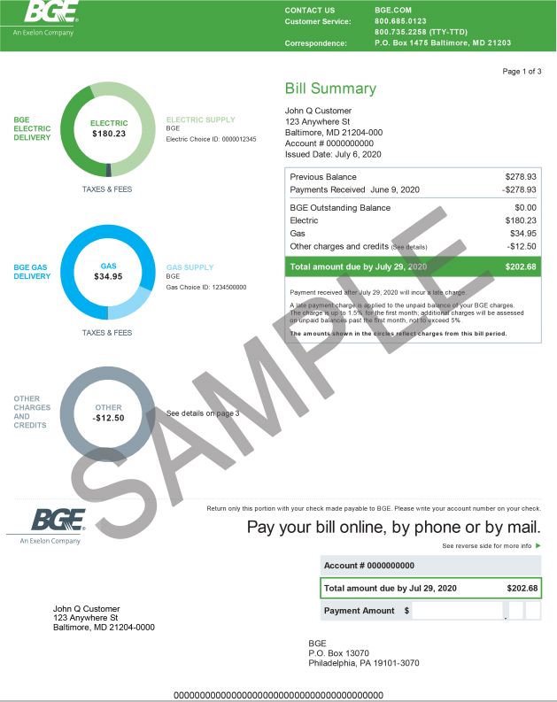 Sample Bill detail front cover
