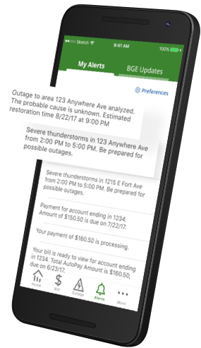 A list of alerts on the mobile app